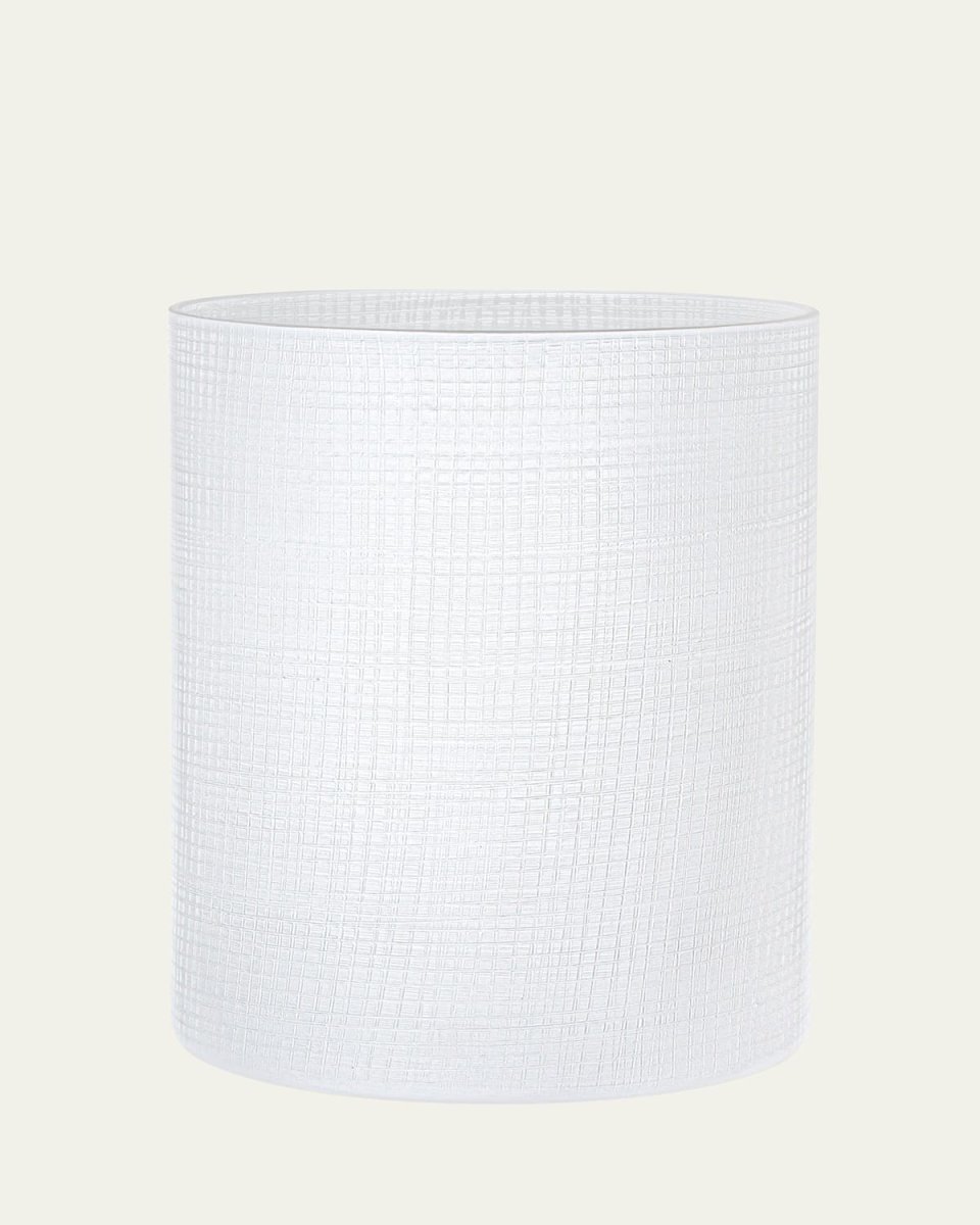 Cambric Glass Wastebasket, White Enamel